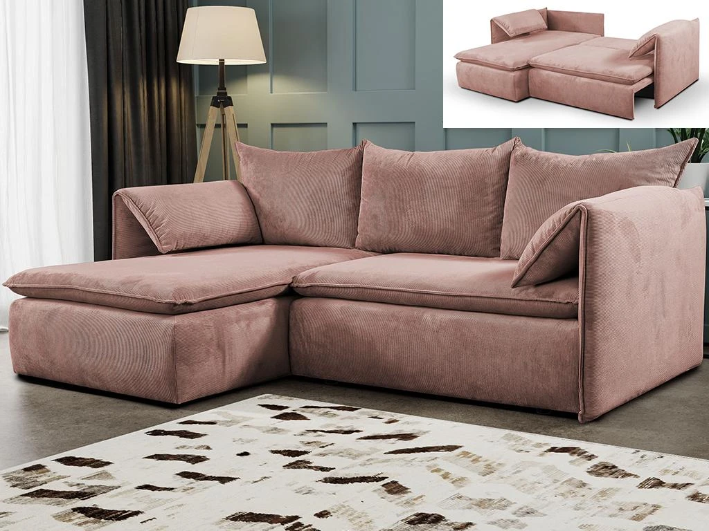 Canapé D'angle Convertible En Velours Côtelé Rose TEODORA De PASCAL MORABITO - Angle Gauche 2 Canapé D'angle Convertible En Velours Côtelé Rose TEODORA De PASCAL MORABITO - Angle Gauche – Image 2