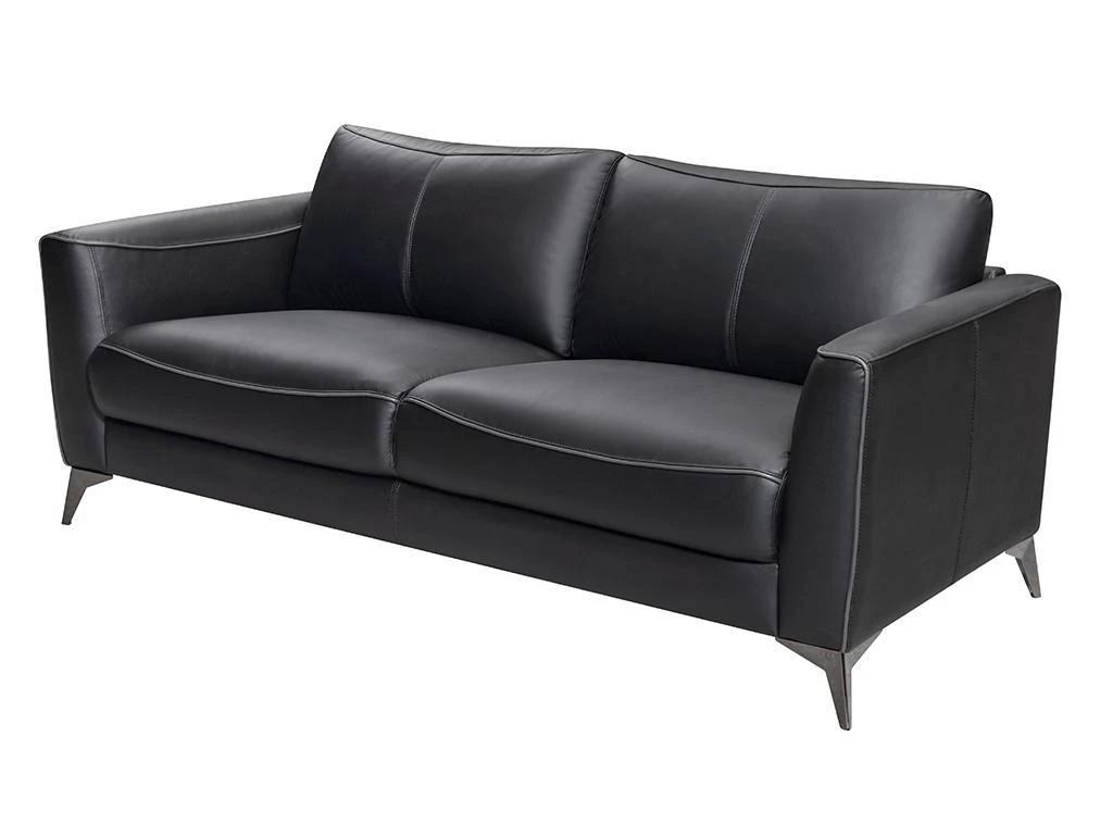 Canapé 3 Places En Cuir Noir Et Passepoil Gris BATUCO 9 Canapé 3 Places En Cuir Noir Et Passepoil Gris BATUCO – Image 9