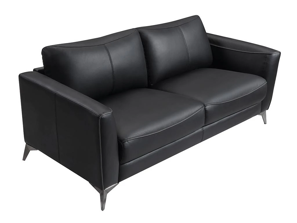 Canapé 3 Places En Cuir Noir Et Passepoil Gris BATUCO 7 Canapé 3 Places En Cuir Noir Et Passepoil Gris BATUCO – Image 7