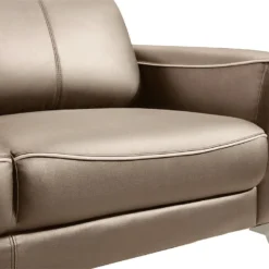 Canapé 3 Places En Cuir Marron Et Passepoil Beige BATUCO -Promos Chesteris Boutique canape 495937