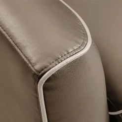 Canapé 3 Places En Cuir Marron Et Passepoil Beige BATUCO -Promos Chesteris Boutique canape 495945