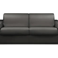 Canapé 4 Places Convertible Express En Simili CALITO - Noir - Couchage Lattes Larges 160 Cm - Matelas 22 Cm Avec Mémoire De Forme DUNLOPILLO