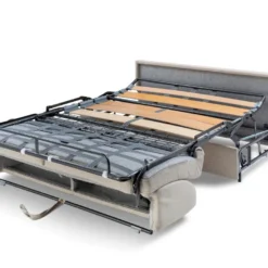 Canapé 3 Places Convertible Express En Simili EMIR - Gris - Couchage à Lattes Larges 140 Cm - Matelas 14 Cm -Promos Chesteris Boutique canape 502933