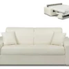 Canapé 3 Places Convertible Express En Simili EMIR - Blanc - Couchage à Lattes Larges 140 Cm - Matelas 18 Cm
