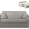 Canapé 3 Places Convertible Express En Simili EMIR - Gris - Couchage à Lattes Larges 140 Cm - Matelas 18 Cm