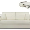 Canapé 4 Places Convertible Express En Simili EMIR - Blanc - Couchage à Lattes Larges 160 Cm - Matelas 14 Cm