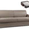 Canapé 3 Places Convertible Express En Simili CALIFE - Taupe - Couchage à Lattes Larges 140 Cm - Matelas 14 Cm