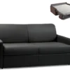 Canapé 3 Places Convertible Express En Simili CALIFE - Noir - Couchage à Lattes Larges 140 Cm - Matelas 14 Cm