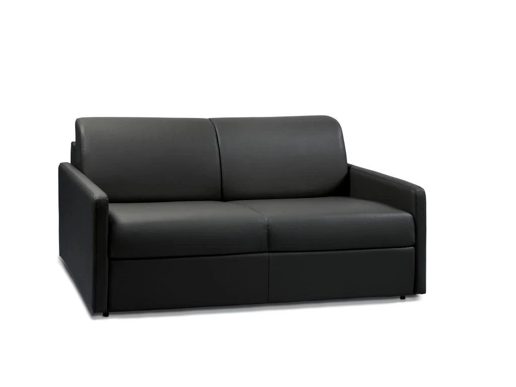 Canapé 3 Places Convertible Express En Simili CALIFE - Noir - Couchage à Lattes Larges 140 Cm - Matelas 18 Cm 2 Canapé 3 Places Convertible Express En Simili CALIFE - Noir - Couchage à Lattes Larges 140 Cm - Matelas 18 Cm – Image 2