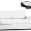 Canapé 3 Places Convertible Express En Simili CALIFE - Blanc - Couchage à Lattes Larges 140 Cm - Matelas 18 Cm