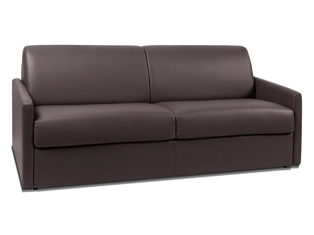 Canapé 4 Places Convertible Express En Simili CALIFE - Marron - Couchage à Lattes Larges 160 Cm - Matelas 14 Cm 2 Canapé 4 Places Convertible Express En Simili CALIFE - Marron - Couchage à Lattes Larges 160 Cm - Matelas 14 Cm – Image 2