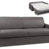 Canapé 4 Places Convertible Express En Simili CALIFE - Gris - Couchage à Lattes Larges 160 Cm - Matelas 14 Cm
