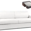Canapé 4 Places Convertible Express En Simili CALIFE - Blanc - Couchage à Lattes Larges 160 Cm - Matelas 14 Cm