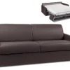Canapé 4 Places Convertible Express En Simili CALIFE - Marron - Couchage à Lattes Larges 160 Cm - Matelas 18 Cm