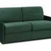 Canapé 3 Places Convertible Express En Velours CALIFE - Vert Sapin - Couchage à Lattes Larges 140 Cm - Matelas 14 Cm