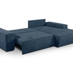 Canapé D'angle Convertible En Velours Côtelé Bleu Marine AMELIA De Pascal Morabito - Angle Droit -Promos Chesteris Boutique canape 508779