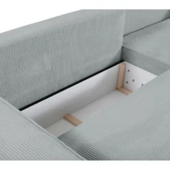 Canapé D'angle Convertible En Velours Côtelé Gris Clair AMELIA De Pascal Morabito - Angle Droit -Promos Chesteris Boutique canape 508803