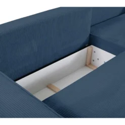 Canapé D'angle Convertible En Velours Côtelé Bleu Marine AMELIA De Pascal Morabito - Angle Droit -Promos Chesteris Boutique canape 508813
