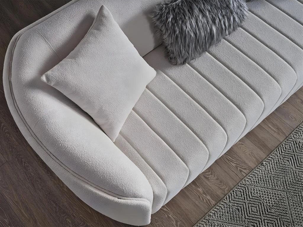 Canapé 3 Places En Tissu Bouclette Blanc Cassé ELFIRA De Pascal Morabito 3 Canapé 3 Places En Tissu Bouclette Blanc Cassé ELFIRA De Pascal Morabito – Image 3