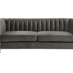 Canapé Chesterfield 3 Places En Velours TRUMBO - Gris -Promos Chesteris Boutique canape 713941