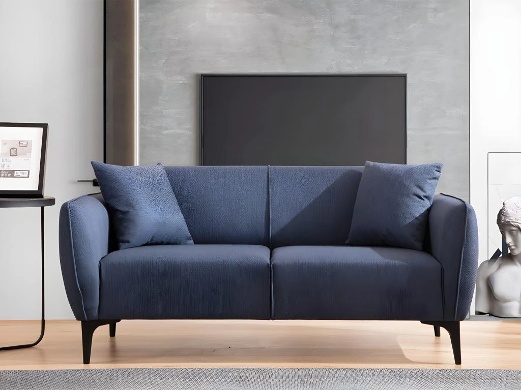 Canapé 2 Places En Tissu Bleu ZADAR 2 Canapé 2 Places En Tissu Bleu ZADAR – Image 2