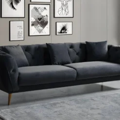 Canapé 3 Places En Velours Anthracite DEFNE 9 Canapé 3 Places En Velours Anthracite DEFNE -Promos Chesteris Boutique canape 714875