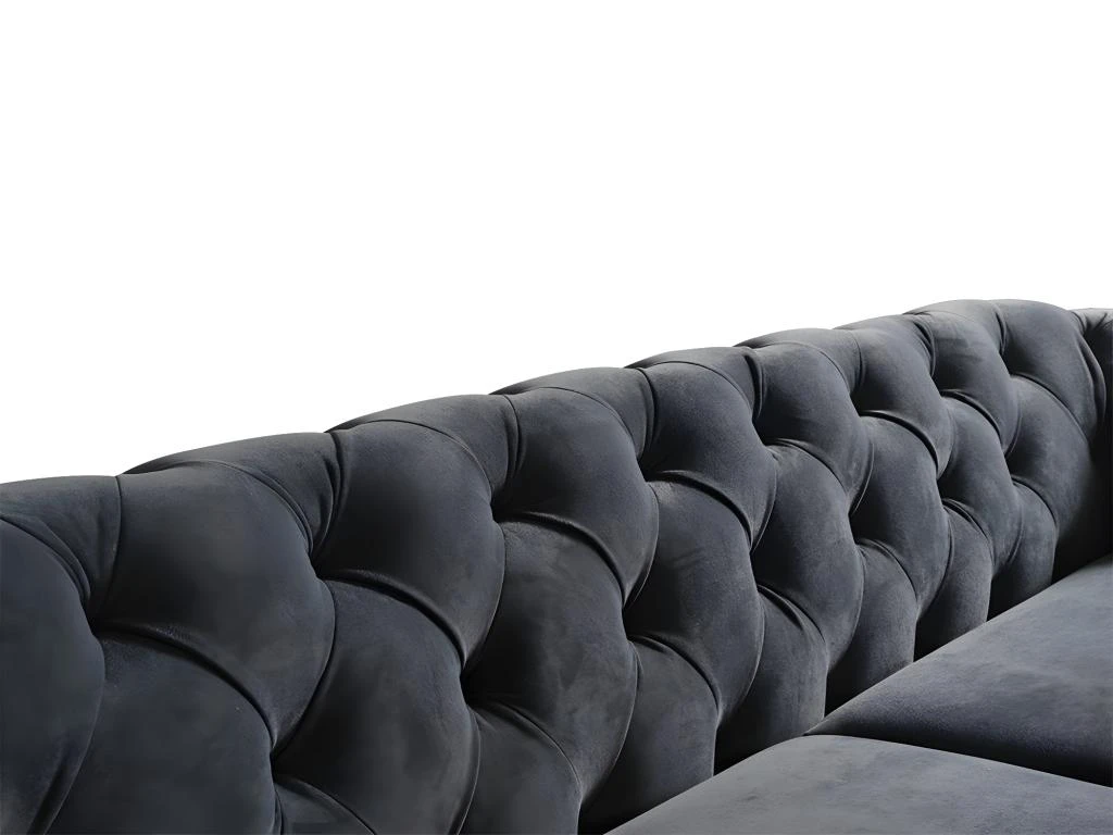 Canapé 3 Places En Velours Anthracite DEFNE 4 Canapé 3 Places En Velours Anthracite DEFNE – Image 4