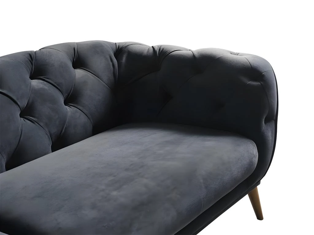 Canapé 3 Places En Velours Anthracite DEFNE 5 Canapé 3 Places En Velours Anthracite DEFNE – Image 5