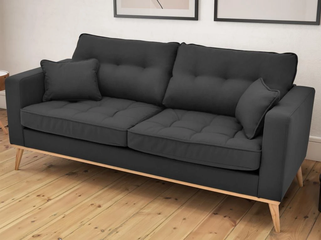 Canapé 3 Places En Tissu Anthracite KENZA 3 Canapé 3 Places En Tissu Anthracite KENZA – Image 3