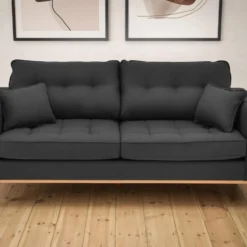 Canapé 3 Places En Tissu Anthracite KENZA