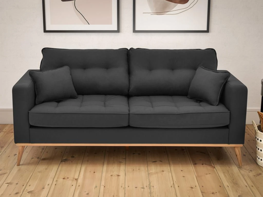 Canapé 3 Places En Tissu Anthracite KENZA 1 Canapé 3 Places En Tissu Anthracite KENZA