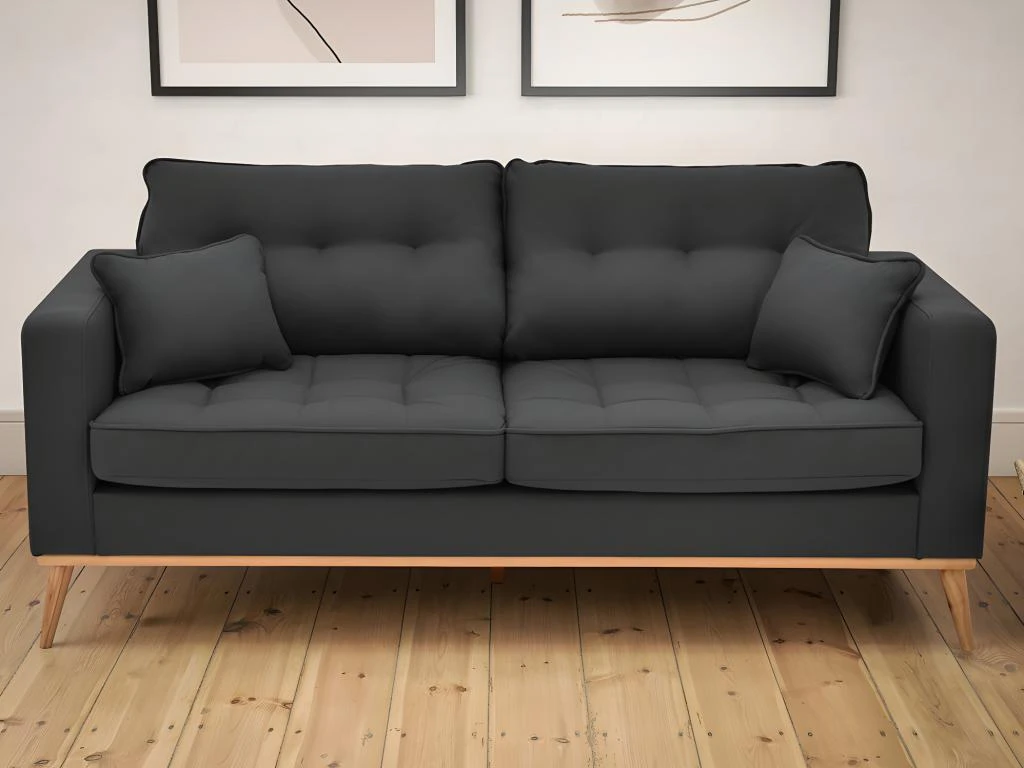 Canapé 3 Places En Tissu Anthracite KENZA 2 Canapé 3 Places En Tissu Anthracite KENZA – Image 2