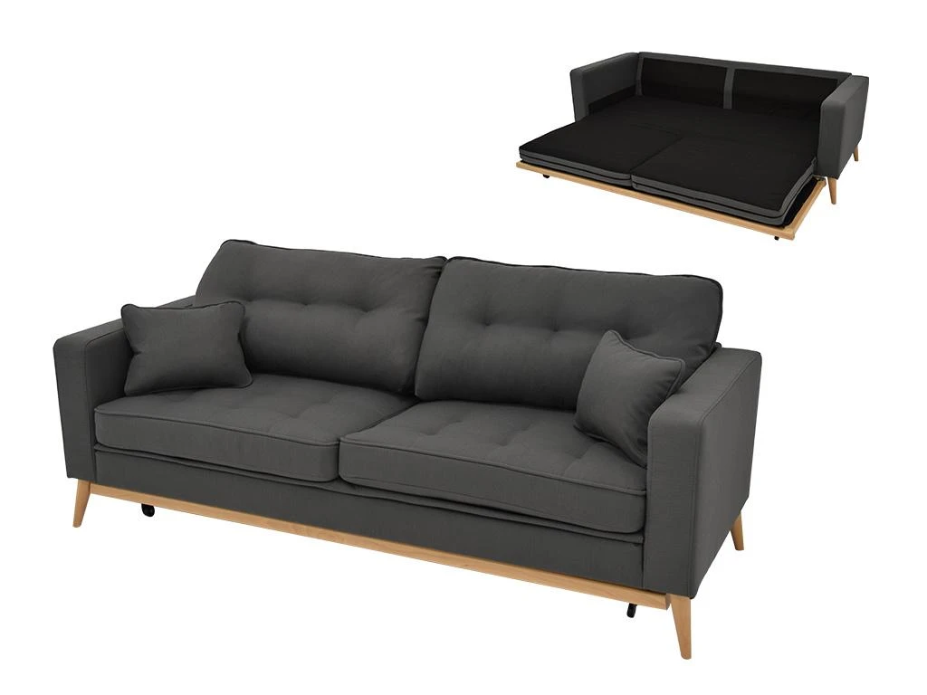 Canapé 3 Places Convertible En Tissu Anthracite KENZA 2 Canapé 3 Places Convertible En Tissu Anthracite KENZA – Image 2
