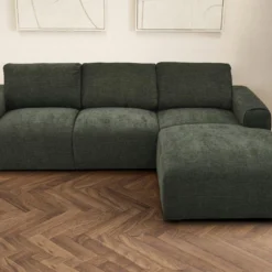 Canapé D'angle Droit En Tissu Vert Sapin GLADYS