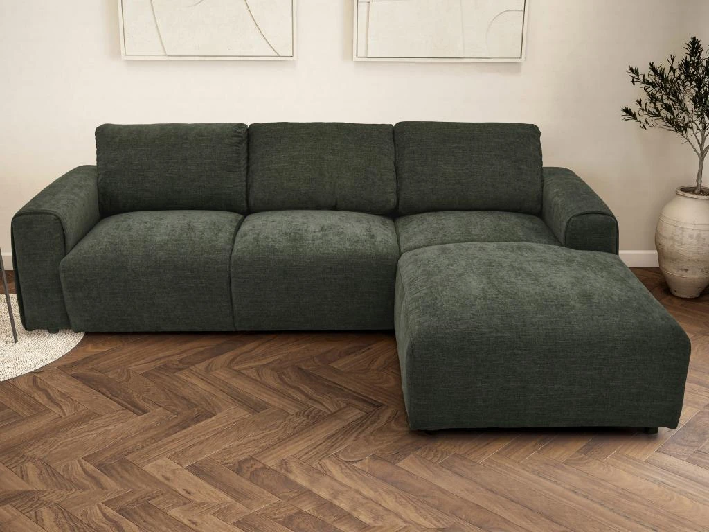 Canapé D'angle Droit En Tissu Vert Sapin GLADYS 1 Canapé D'angle Droit En Tissu Vert Sapin GLADYS