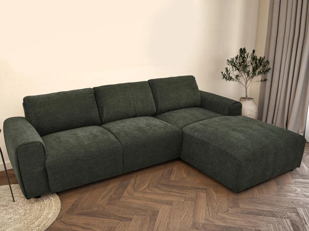Canapé D'angle Droit En Tissu Vert Sapin GLADYS 2 Canapé D'angle Droit En Tissu Vert Sapin GLADYS – Image 2