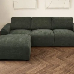 Canapé D'angle Gauche En Tissu Vert Sapin GLADYS