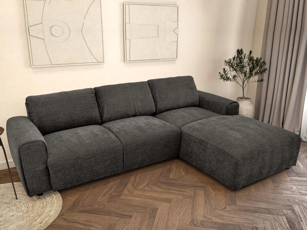 Canapé D'angle Droit En Tissu Anthracite GLADYS 2 Canapé D'angle Droit En Tissu Anthracite GLADYS – Image 2