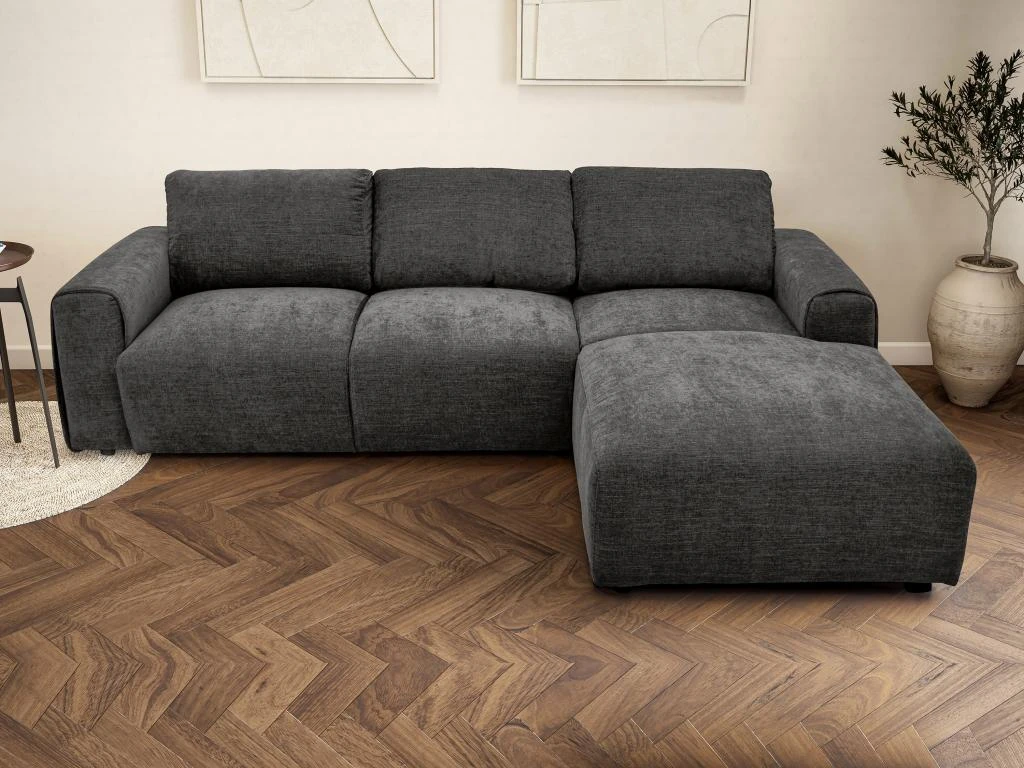 Canapé D'angle Droit En Tissu Anthracite GLADYS 1 Canapé D'angle Droit En Tissu Anthracite GLADYS