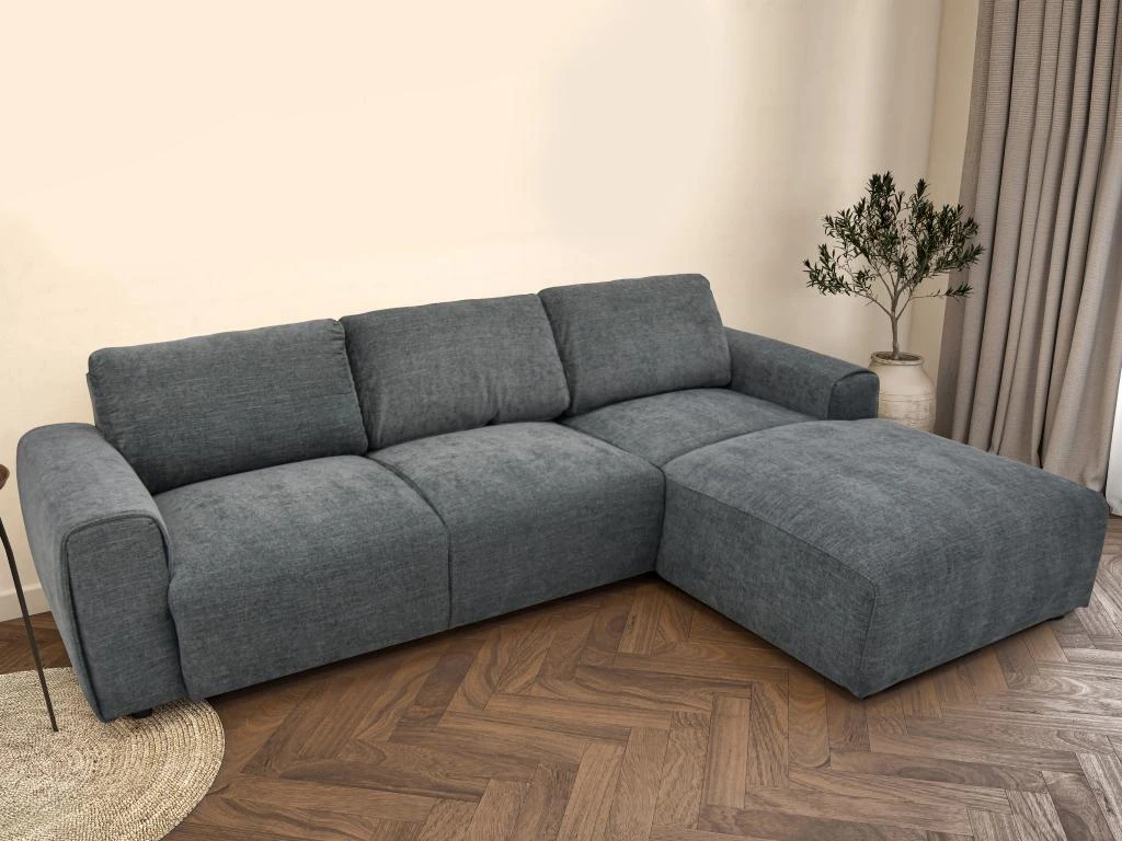 Canapé D'angle Droit En Tissu Bleu Gris GLADYS 2 Canapé D'angle Droit En Tissu Bleu Gris GLADYS – Image 2