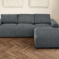 Canapé D'angle Droit En Tissu Bleu Gris GLADYS