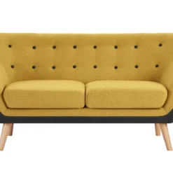 Canapé 2 Places En Tissu Jaune Et Anthracite SERTI II -Promos Chesteris Boutique canape 8119975