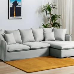 Canapé D'angle Droit En Tissu Gris Clair DOROTY