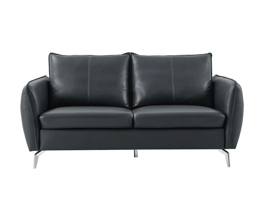 Canapé 2 Places En Cuir Noir LADOGA 2 Canapé 2 Places En Cuir Noir LADOGA – Image 2