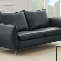 Canapé 2 Places En Cuir Noir LADOGA