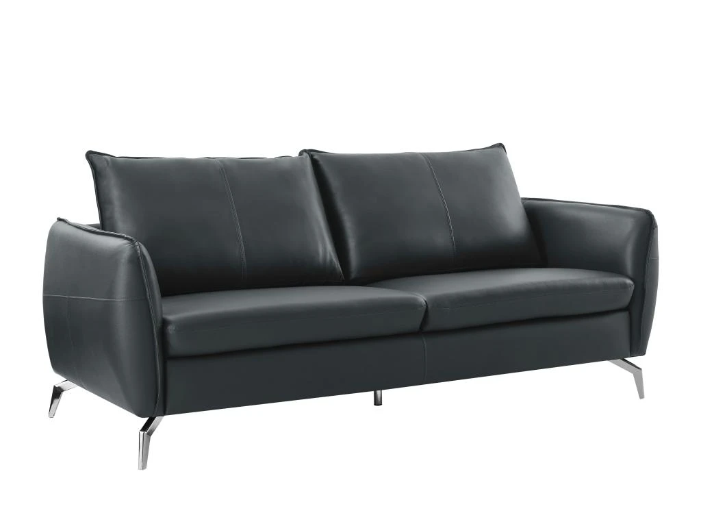 Canapé 3 Places En Cuir Noir LADOGA 3 Canapé 3 Places En Cuir Noir LADOGA – Image 3