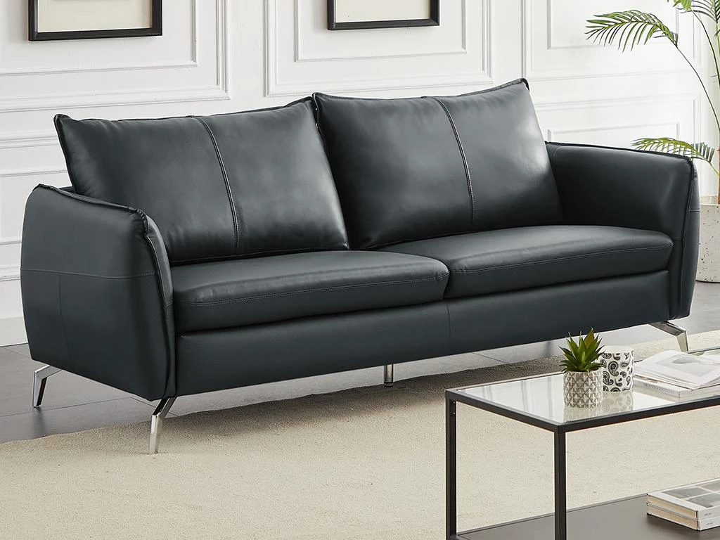 Canapé 3 Places En Cuir Noir LADOGA 1 Canapé 3 Places En Cuir Noir LADOGA