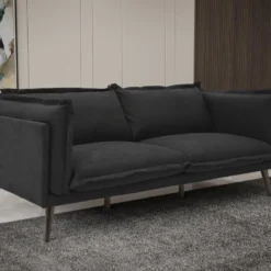 Canapé 3 Places En Tissu Noir OCTAVIE