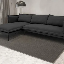 Canapé D'angle Gauche En Tissu Noir OCTAVIE