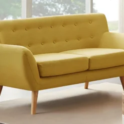 Canapé 2 Places En Tissu Jaune SERTI II
